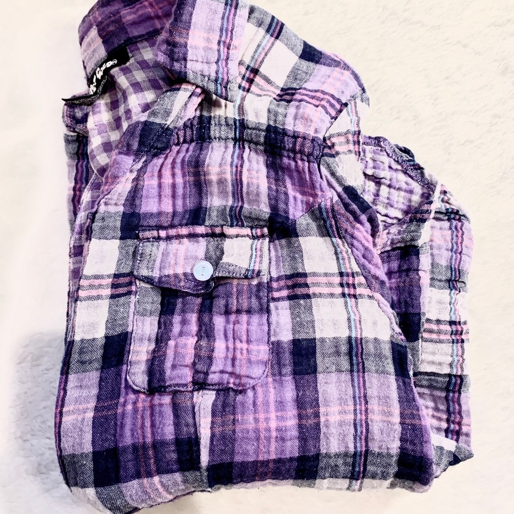 Purple Plaid Shirt Button Up
